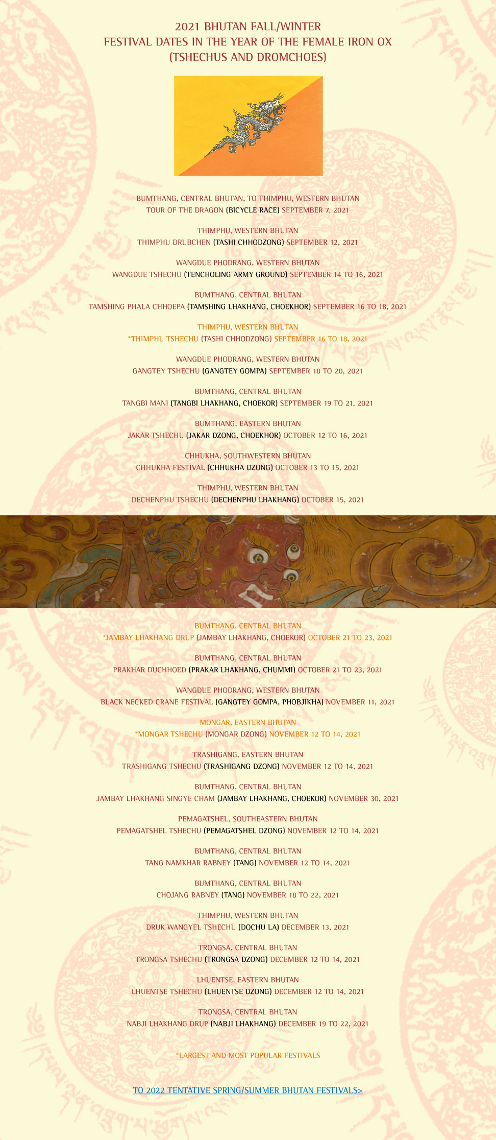 Bhutan Festivals Fall Winter 2021